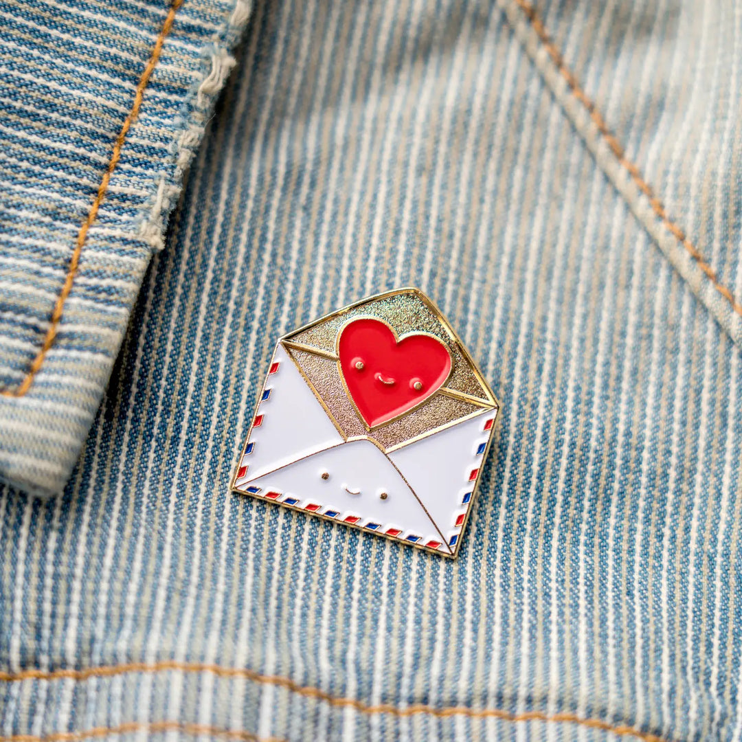 Send Love Snail Mail Envelope with Heart Enamel Pin