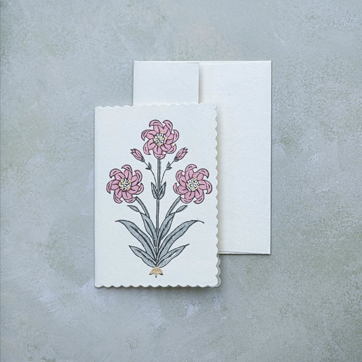 Hand Block Printed Greeting Card - Nargis Dusky Pink