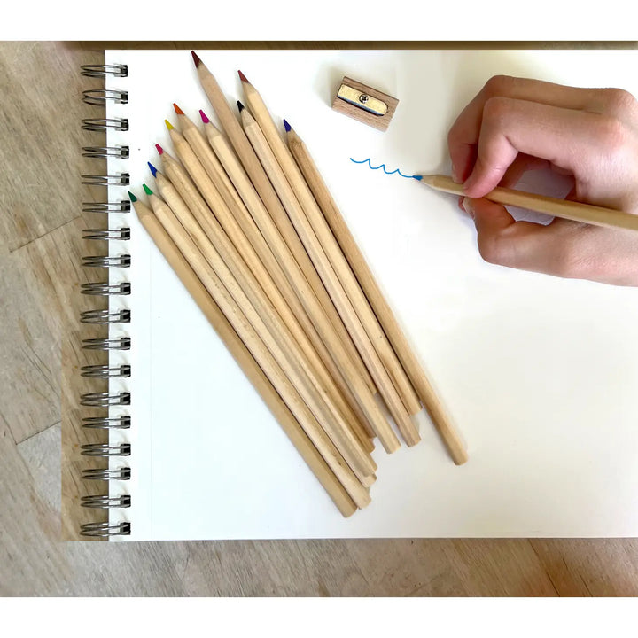 Wooden Pencil Box + Colored Pencils - Cosmic