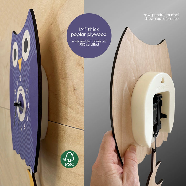 Wooden Owl Pendulum Clock