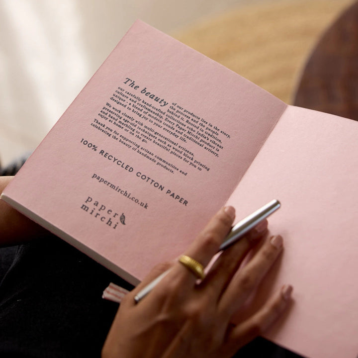 Block Printed Ruled Notebook (A5) - Ditsy Floral Blush