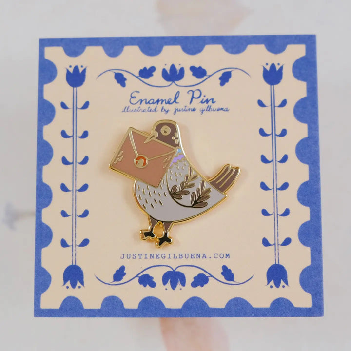 Pigeon Snail Mail Enamel Pin