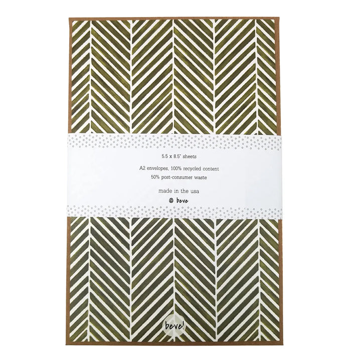 Green Herringbone Letter Writing Set