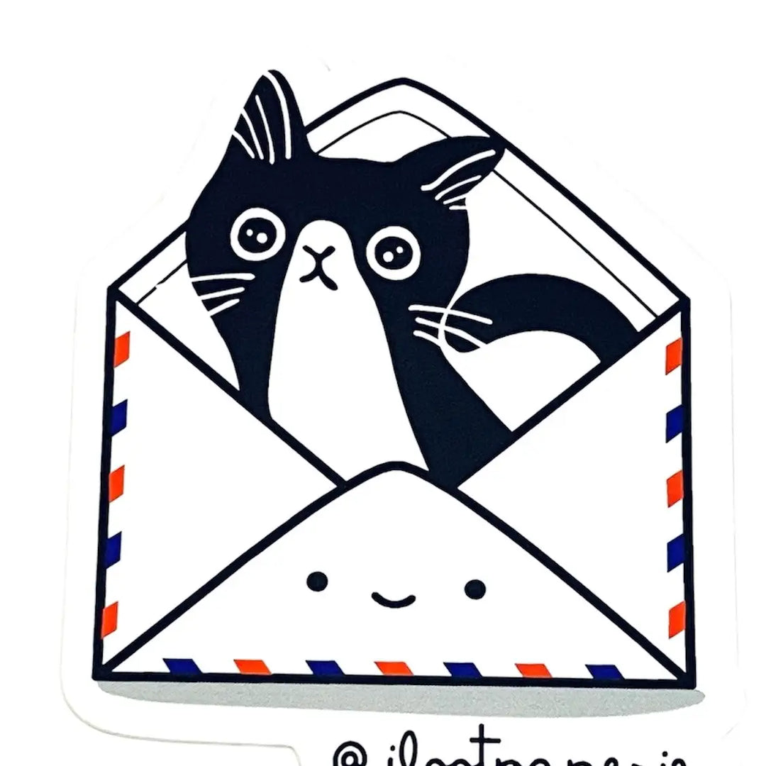 Tuxedo Cat Mail Matte Vinyl Sticker