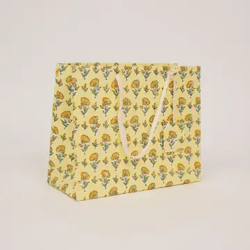 Hand Block Printed Gift Bags - Ditsy Floral Sunshine