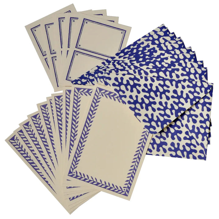 Set of Notecards and Envelopes Kelp French Ultramarine