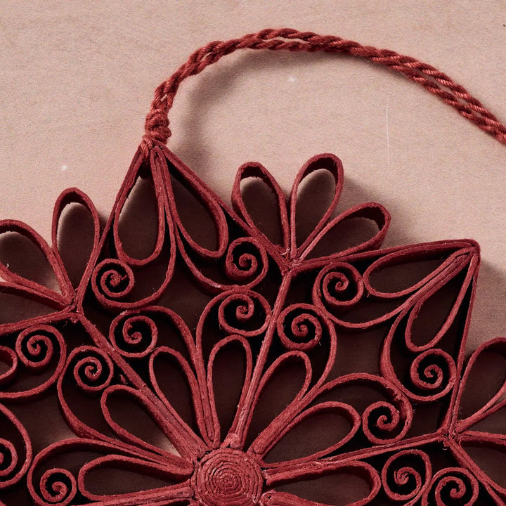 Kula Quilled Snowflake Ornament - Burgundy