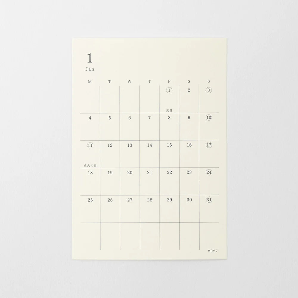 Midori MD Diary Planner Sticker 2027 (S)