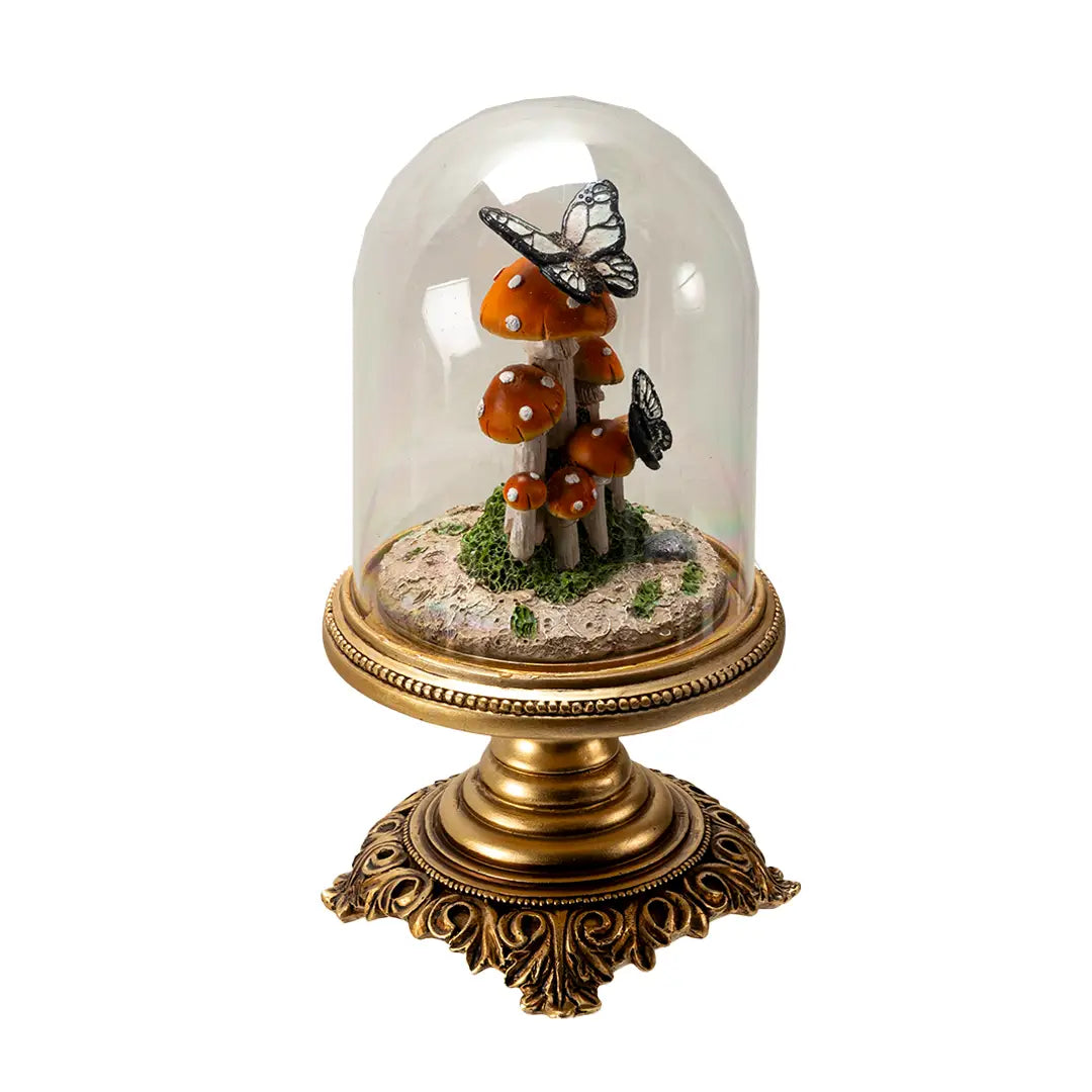 Butterfly On Toadstool Mushroom Cloche