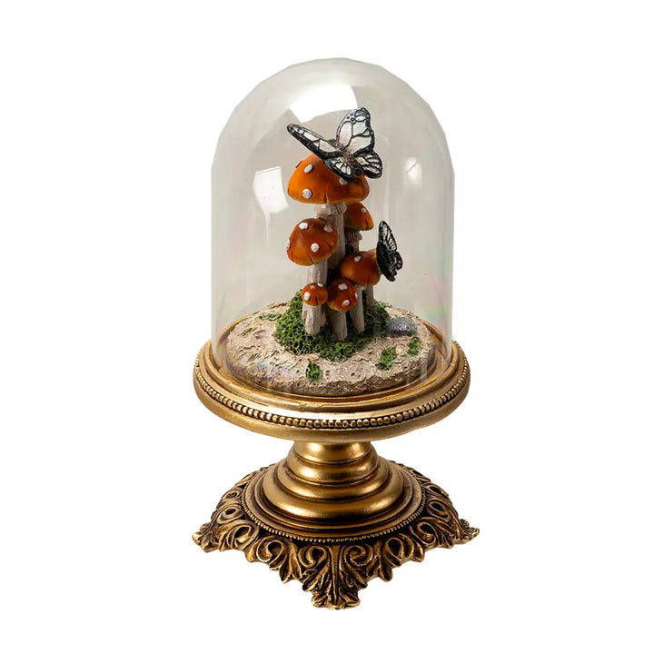 Butterfly On Toadstool Mushroom Cloche