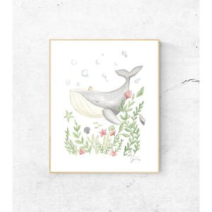Whale Kids and Baby Art Print