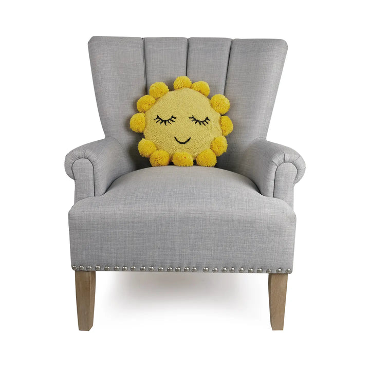 Sunshine Hook Pillow with Pom Poms