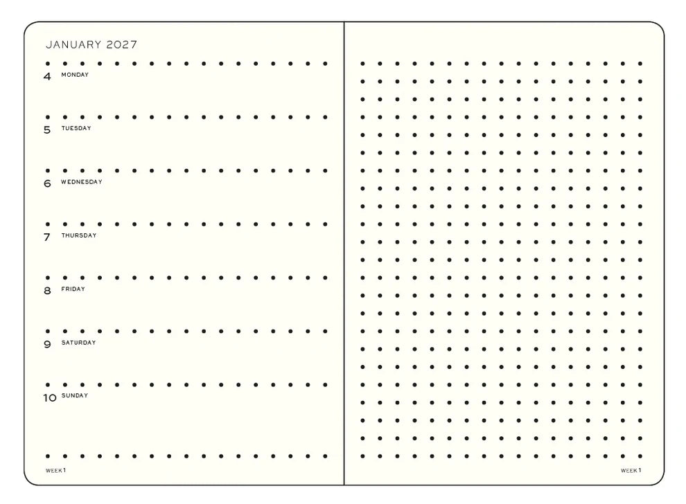 Leuchtturm Weekly Planner & Notebook - A5 Hardcover, Dotted (Jan-Dec 2027)