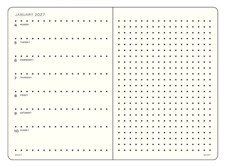 Leuchtturm Weekly Planner & Notebook - A5 Hardcover, Dotted (Jan-Dec 2027)