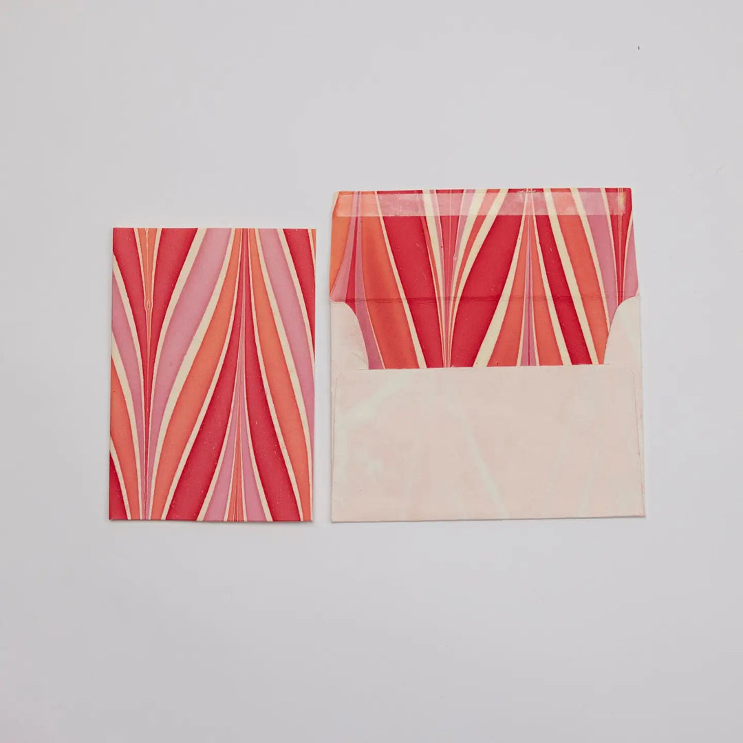 Hand Marbled Greeting Card - Candy Stripes Sugar Spice