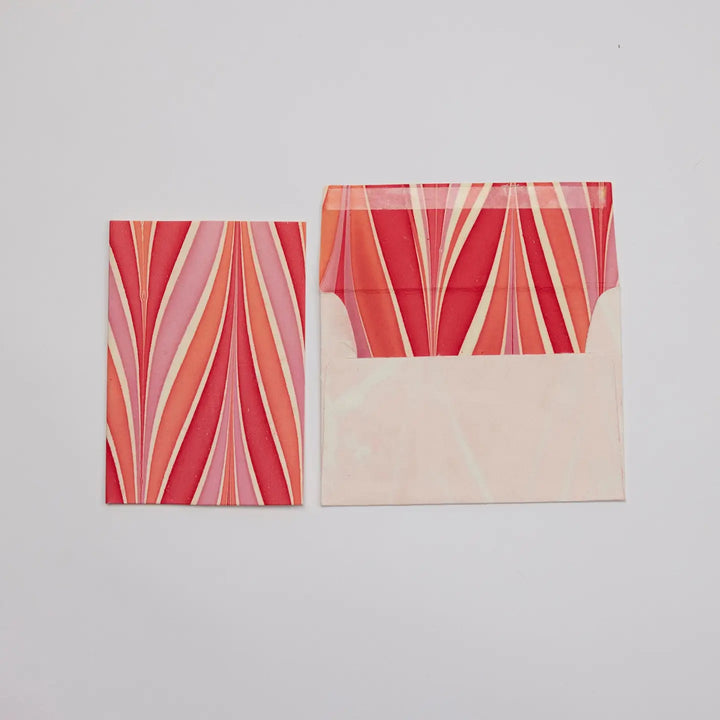Hand Marbled Greeting Card - Candy Stripes Sugar Spice