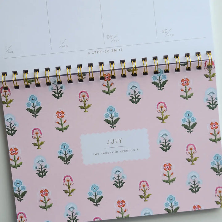 Block Print Desktop Planner (Jan-Dec 2026)