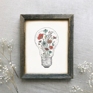 Floral Lightbulb Art Print - 8 x 10"
