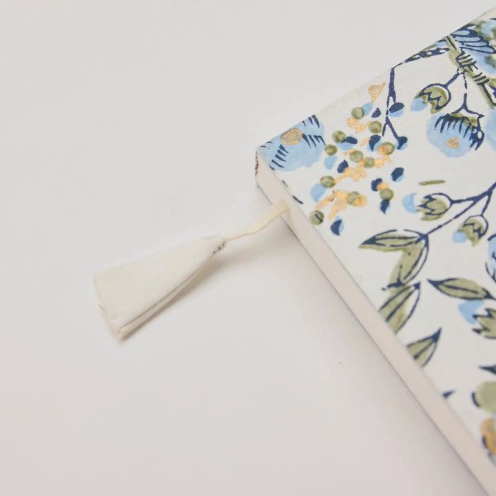 Block Printed Ruled Notebook (A5) - Song Birds Blue Stone