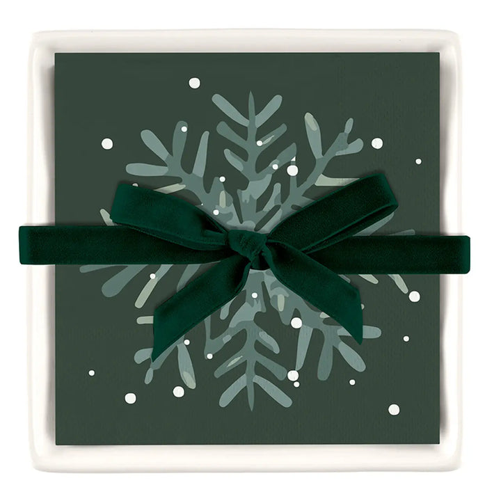 Ceramic Napkin Tray + Napkins - Snowflake