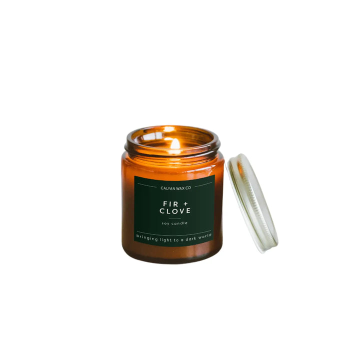 Fir + Clove - Mini Amber Jar Soy Candle
