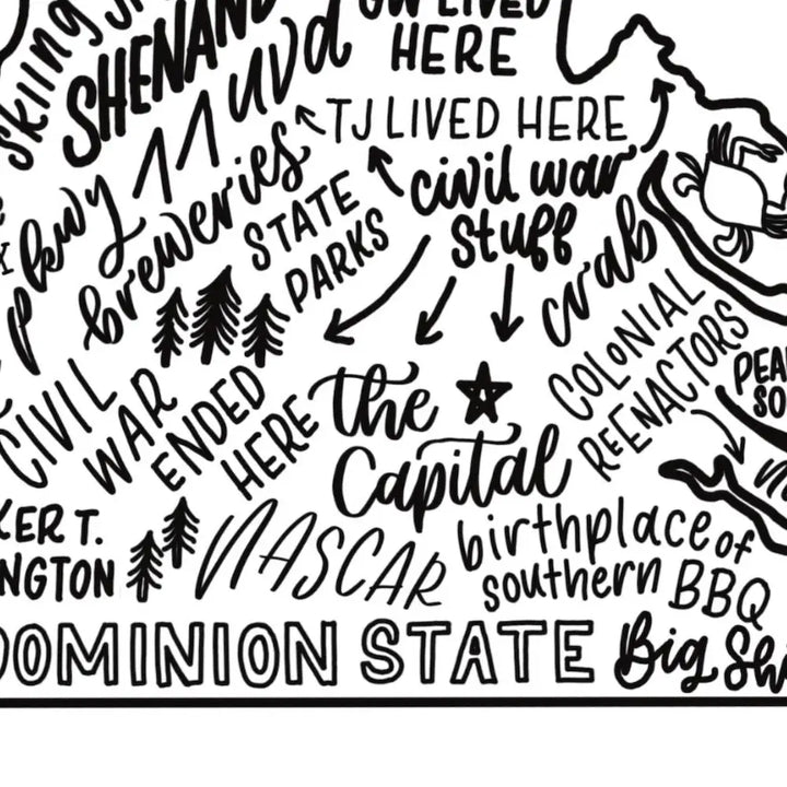 Virginia State Map Art Print