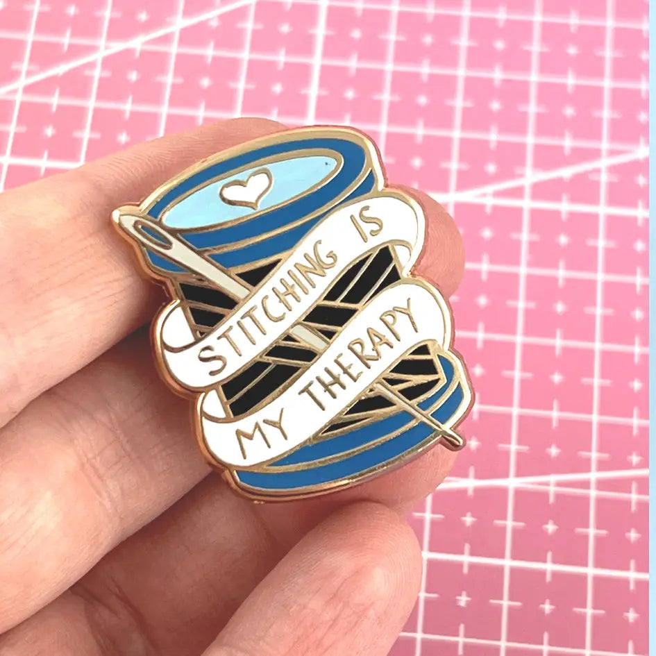Stitching Is My Therapy Enamel Pin