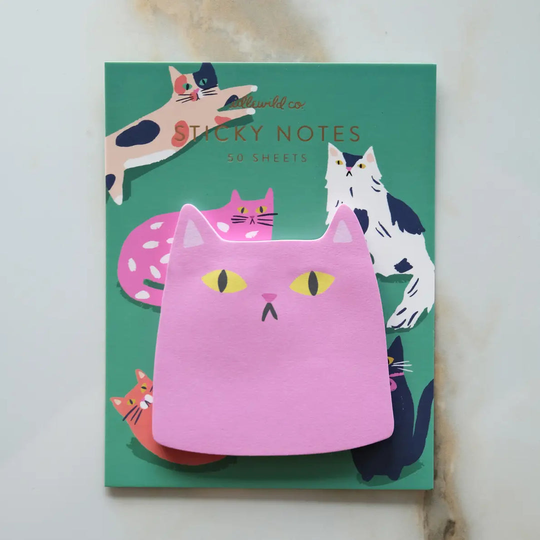 Pink Cat Die-Cut Sticky Notepad