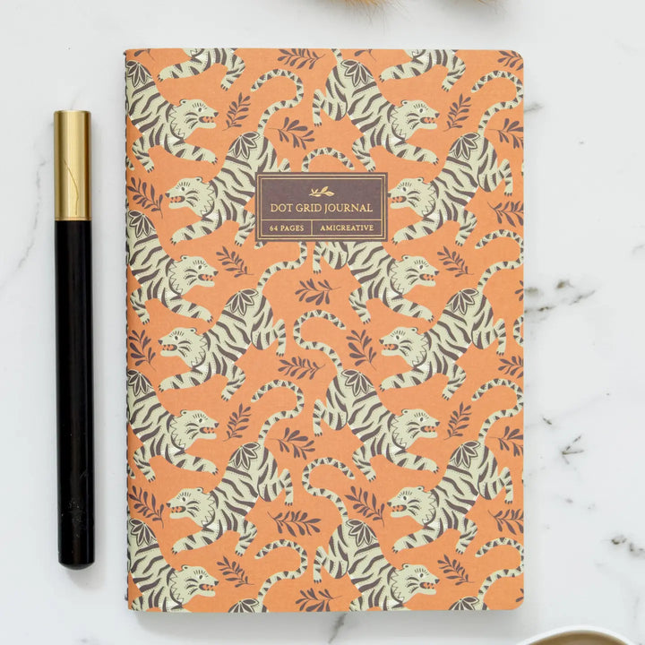 Linen Stitched Dot Grid Journal - Panther