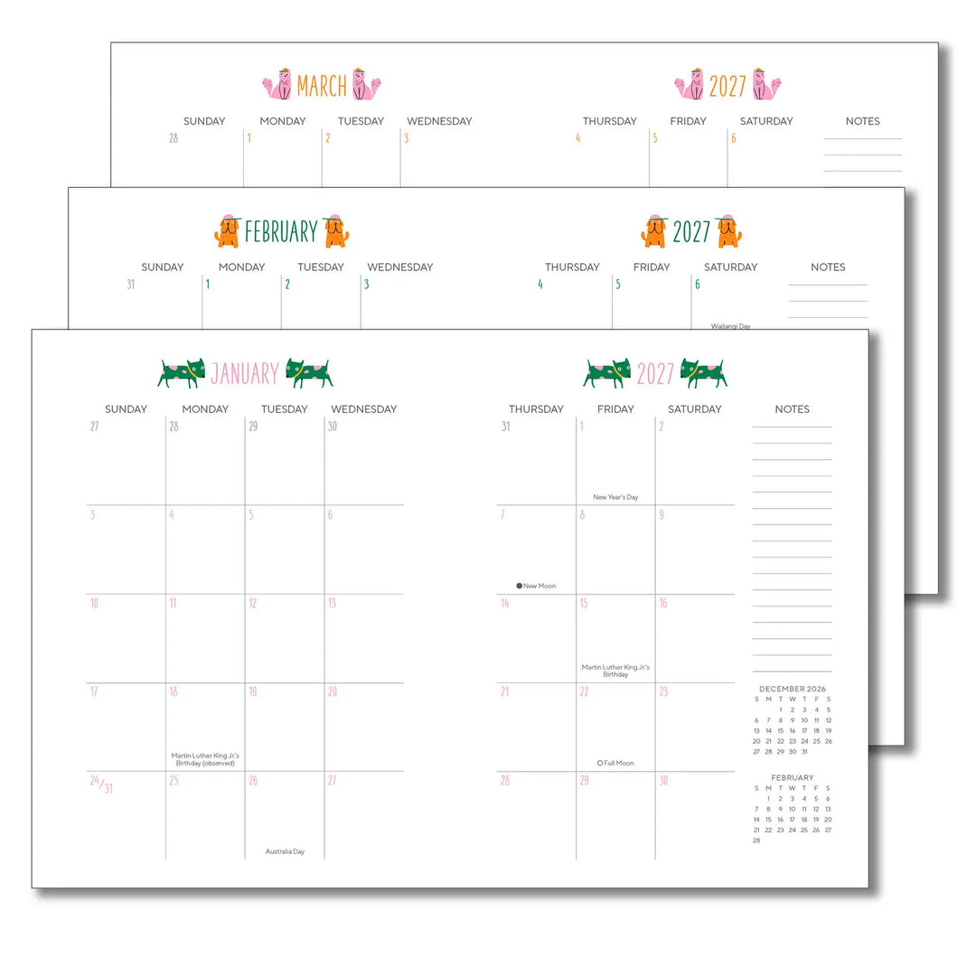 2027 Furry Friends High Note Softcover Planner