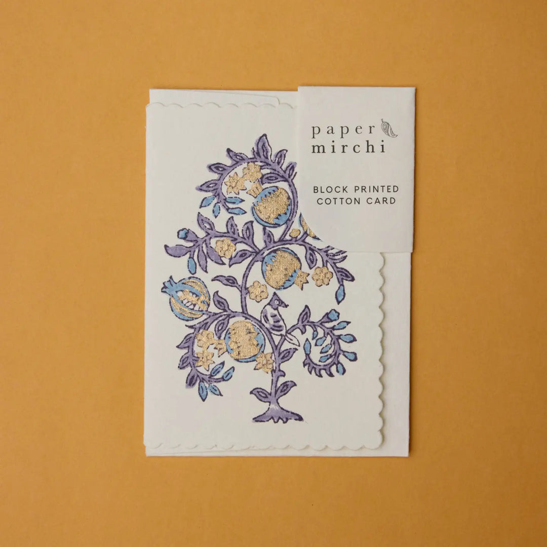 Hand Block Printed Greeting Card - Anaar Lavender