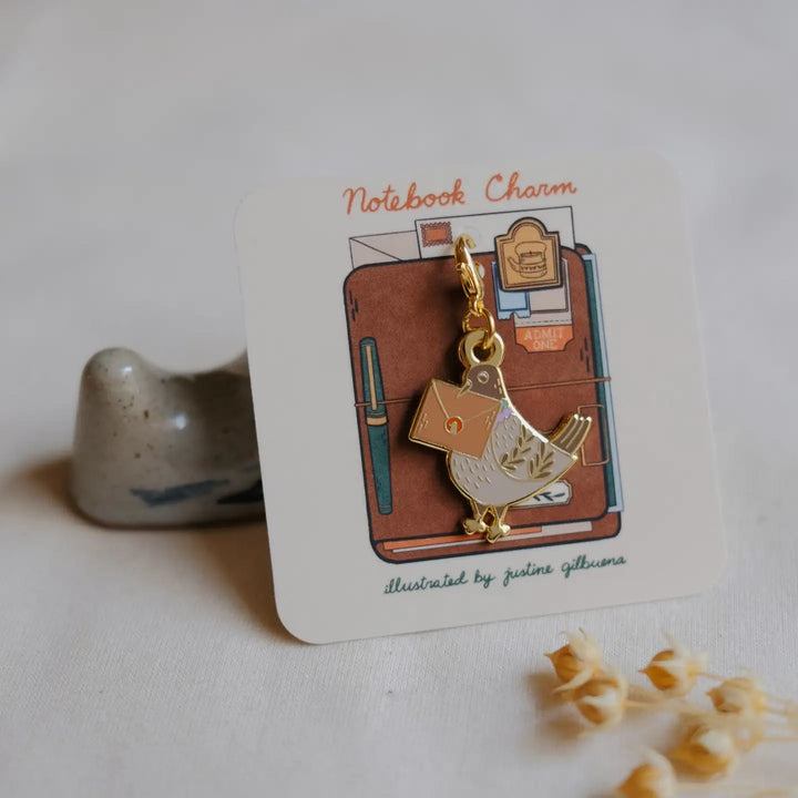 Pigeon Snail Mail Notebook Charm