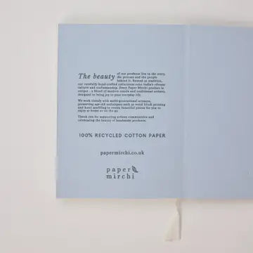 Block Printed Ruled Notebook (A5) - Song Birds Blue Stone