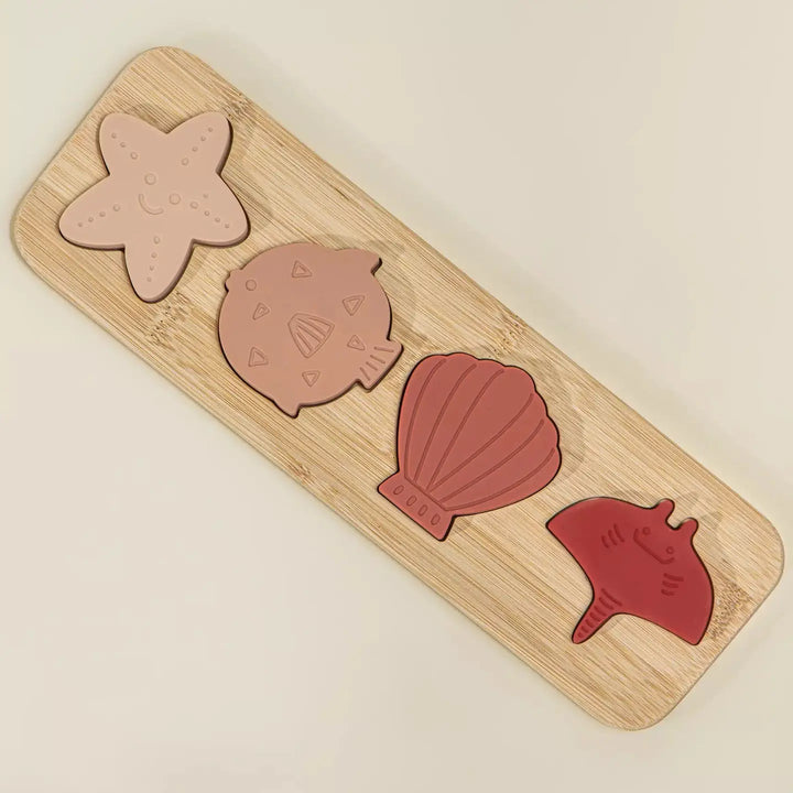Silicone Puzzle on Wooden Plate - Ocean