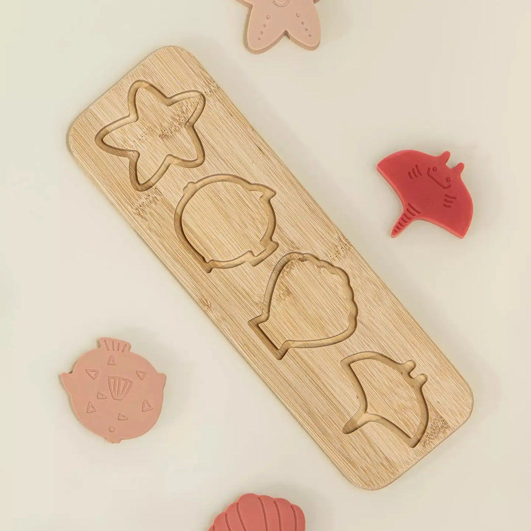 Silicone Puzzle on Wooden Plate - Ocean