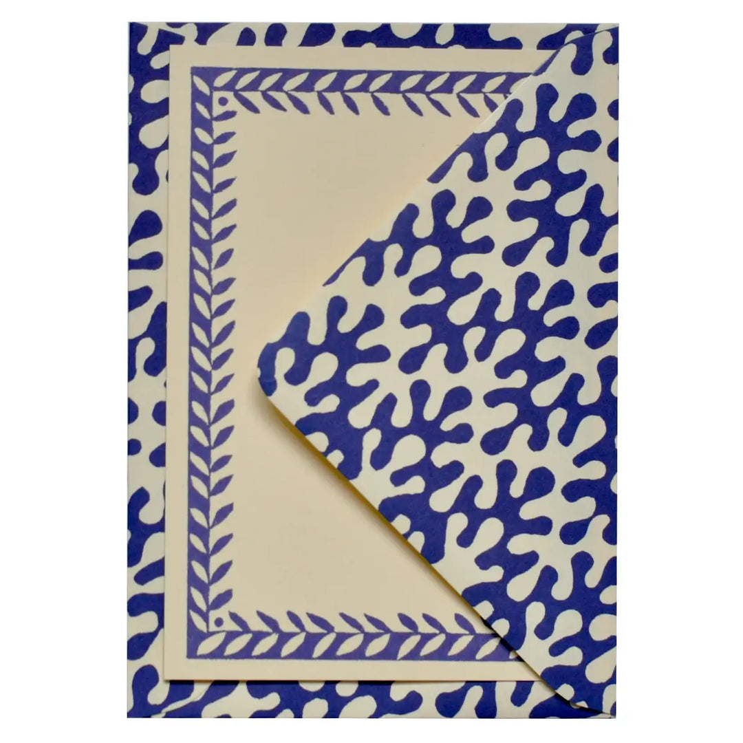 Set of Notecards and Envelopes Kelp French Ultramarine