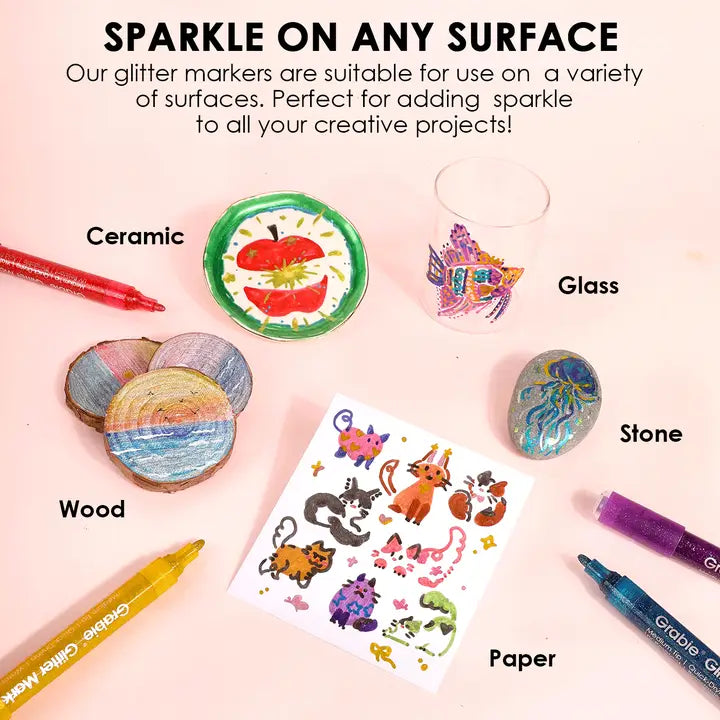 Medium Tip Iridescent Glitter Acrylic Paint Marker Set of 24