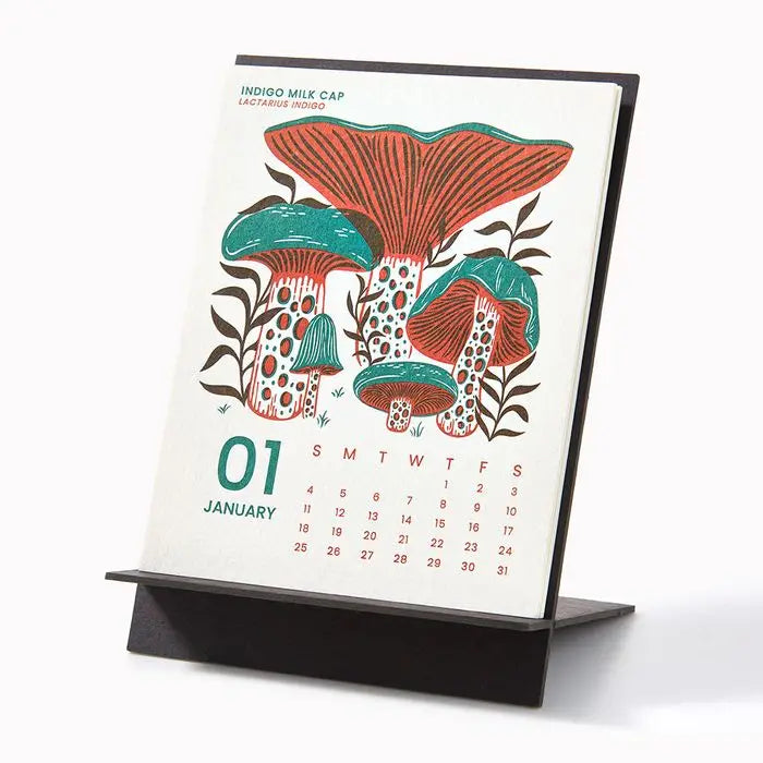 2026 Mushroom Letterpress Desktop Calendar