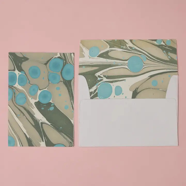 Hand Marbled Greeting Card - Cosmos Ocean Slate
