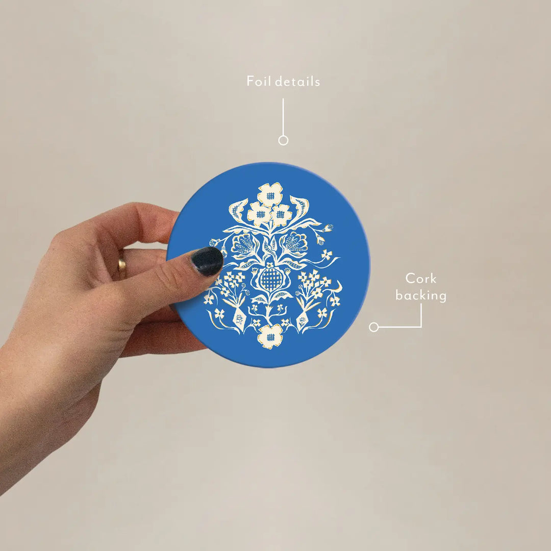 Blue Flower Bouquet Seedlings Coaster