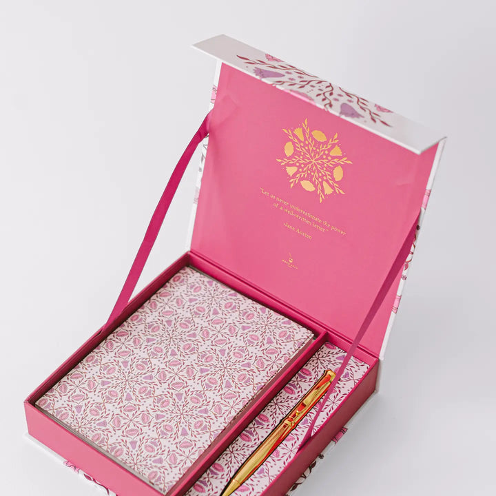 Folk Pattern Luxury Stationery Set (Pink/Purple)