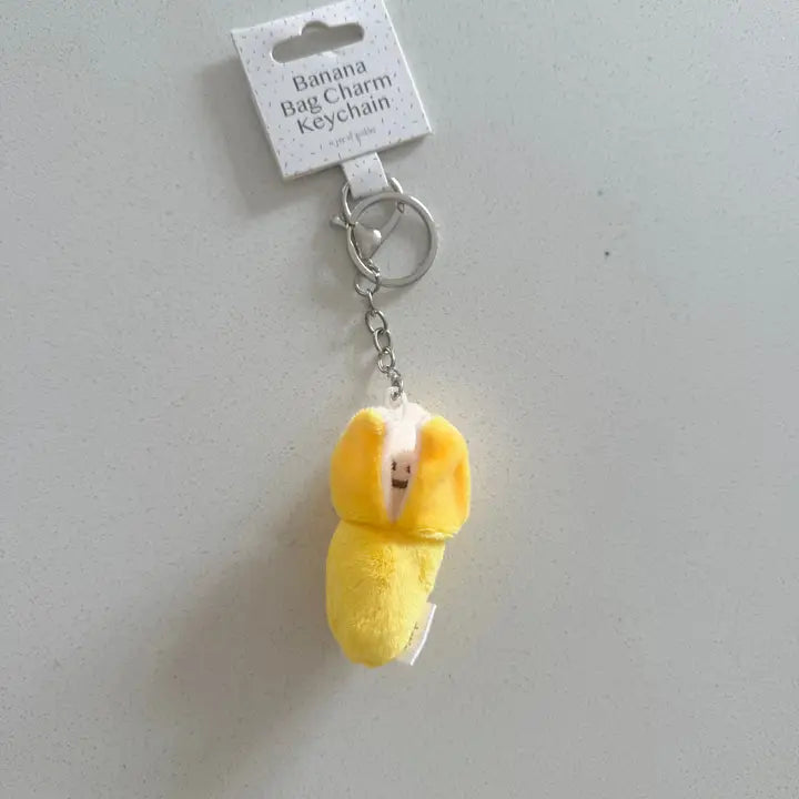 Mini Banana Bag Charm Plushie Keychain