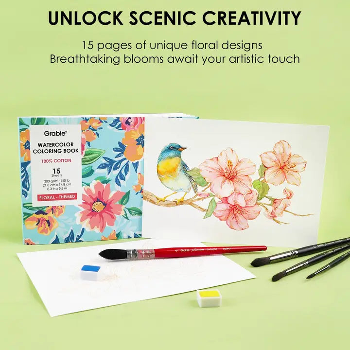 Watercolor Coloring Club Box - Floral-Themed