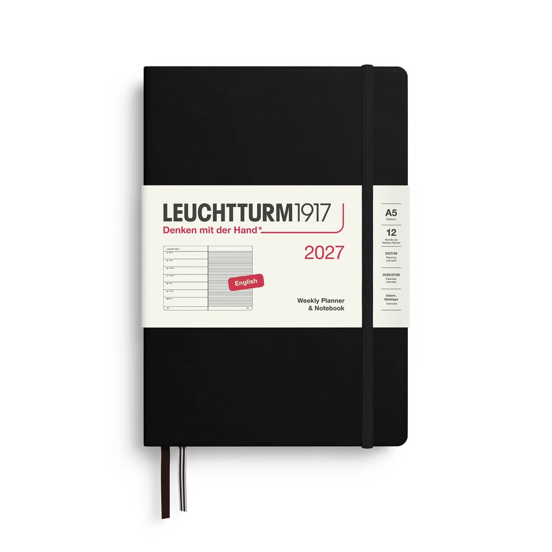 Leuchtturm Weekly Planner & Notebook - A5 Hardcover, Ruled (Jan-Dec 2027)