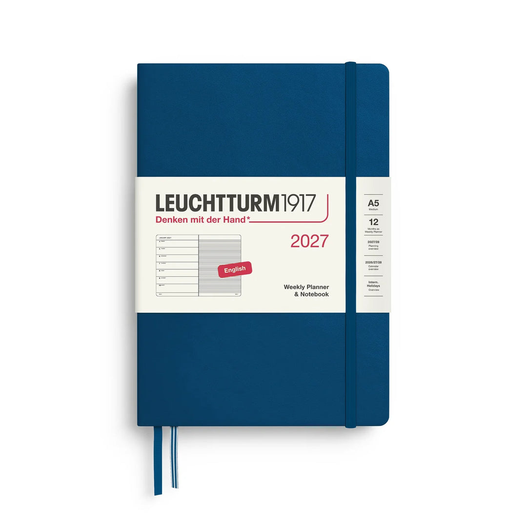 Leuchtturm Weekly Planner & Notebook - A5 Hardcover, Ruled (Jan-Dec 2027)