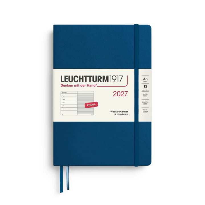 Leuchtturm Weekly Planner & Notebook - A5 Hardcover, Ruled (Jan-Dec 2027)