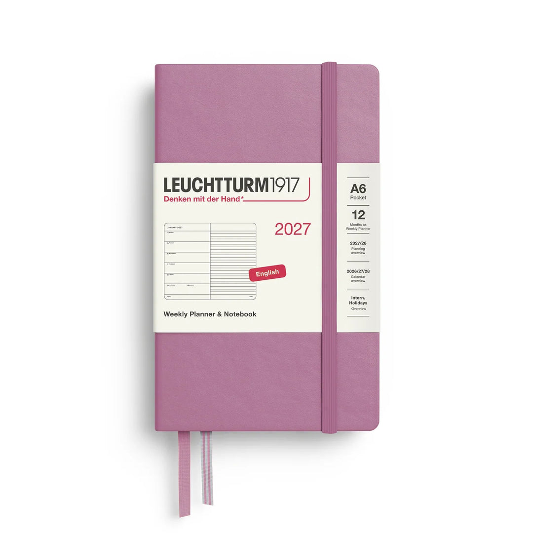 Leuchtturm Weekly Planner & Notebook - A6 Pocket Hardcover, Ruled (Jan-Dec 2027)