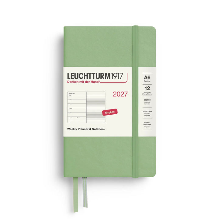 Leuchtturm Weekly Planner & Notebook - A6 Pocket Hardcover, Ruled (Jan-Dec 2027)
