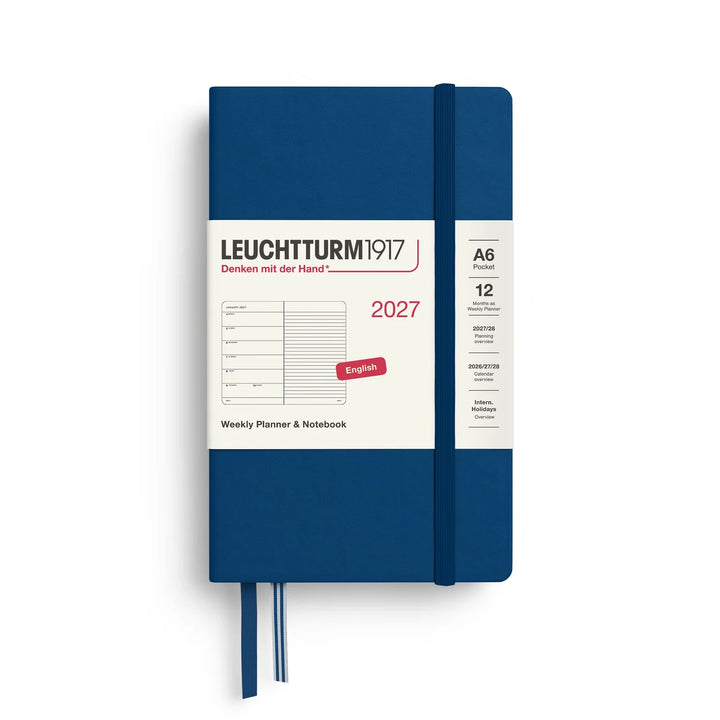Leuchtturm Weekly Planner & Notebook - A6 Pocket Hardcover, Ruled (Jan-Dec 2027)