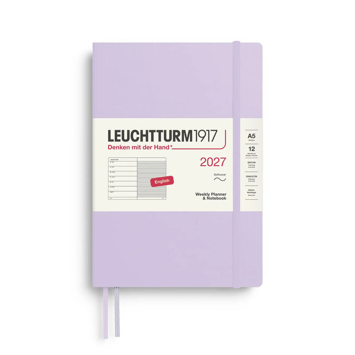 Leuchtturm Weekly Planner & Notebook - A5 Softcover, Ruled (Jan-Dec 2027)